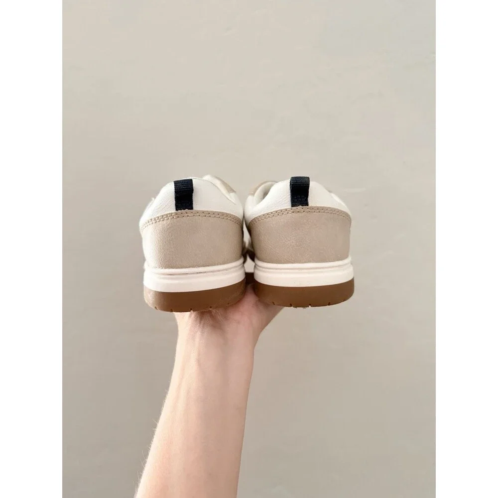 Old Navy Toddler Boys Faux Leather Sneakers Size 11 Neutral White Beige